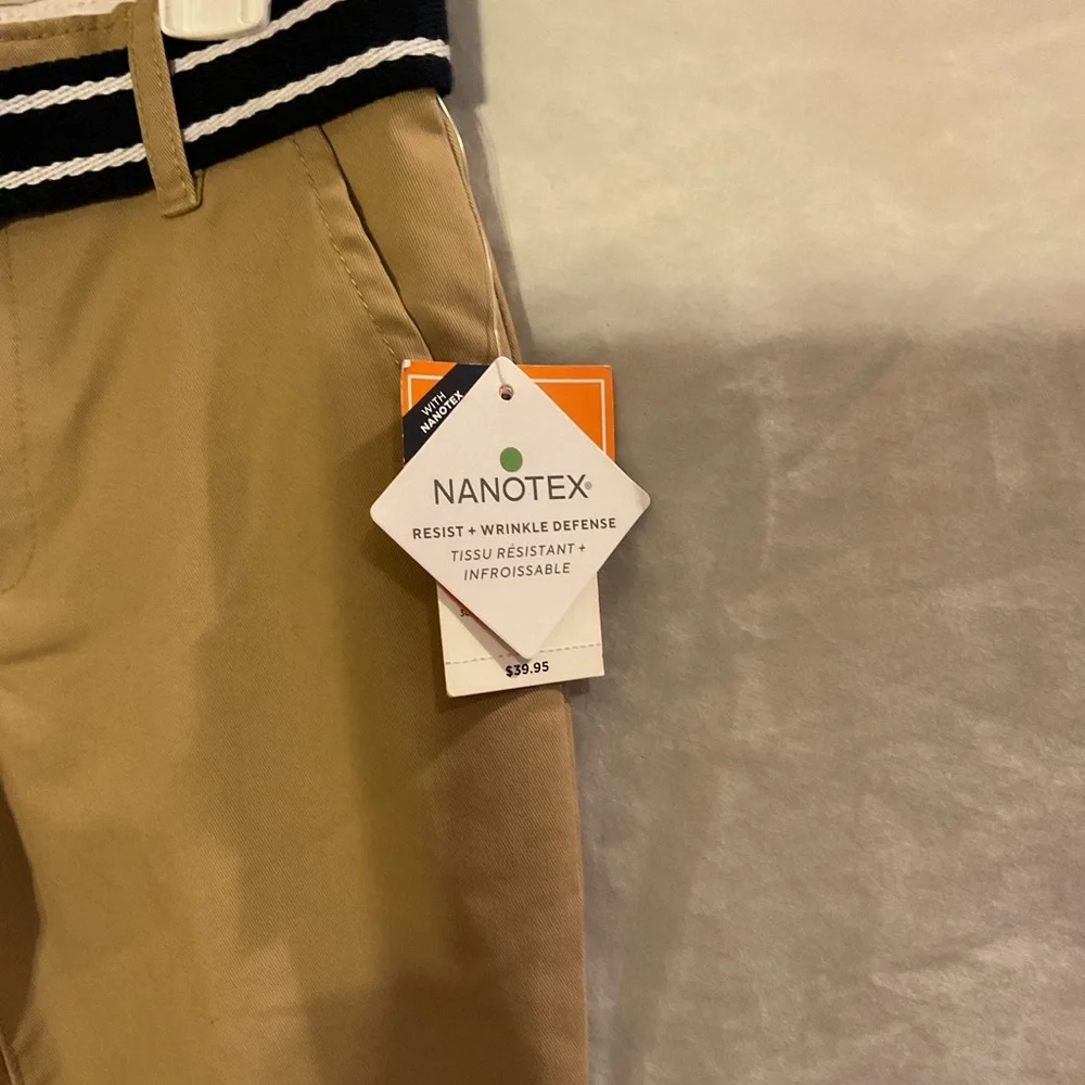Gymboree Boys Size 6 Tan Belted Chino Pants NWT School Uniform Classic Preppy